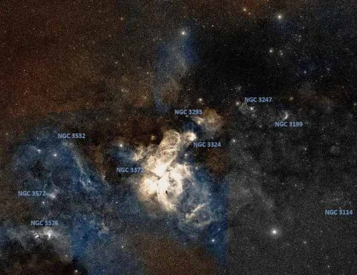 gem cluster and carina nebula